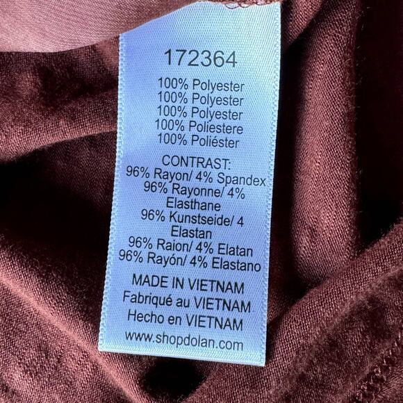 Dolan Womens Blouse Small Ruffled Neck Button Down Long Sleeve Top Brown Casual - Picture 8 of 10